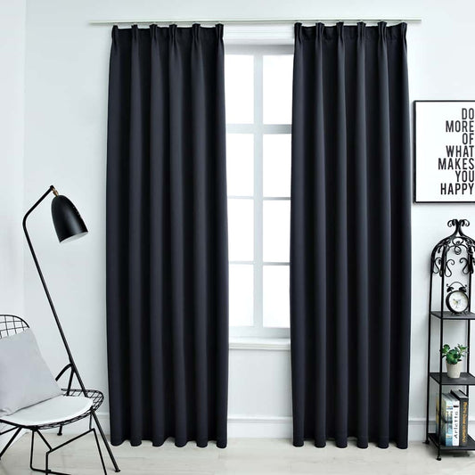 Tende Oscuranti con Ganci 2 pz Antracite 140x225 cm | homemem39