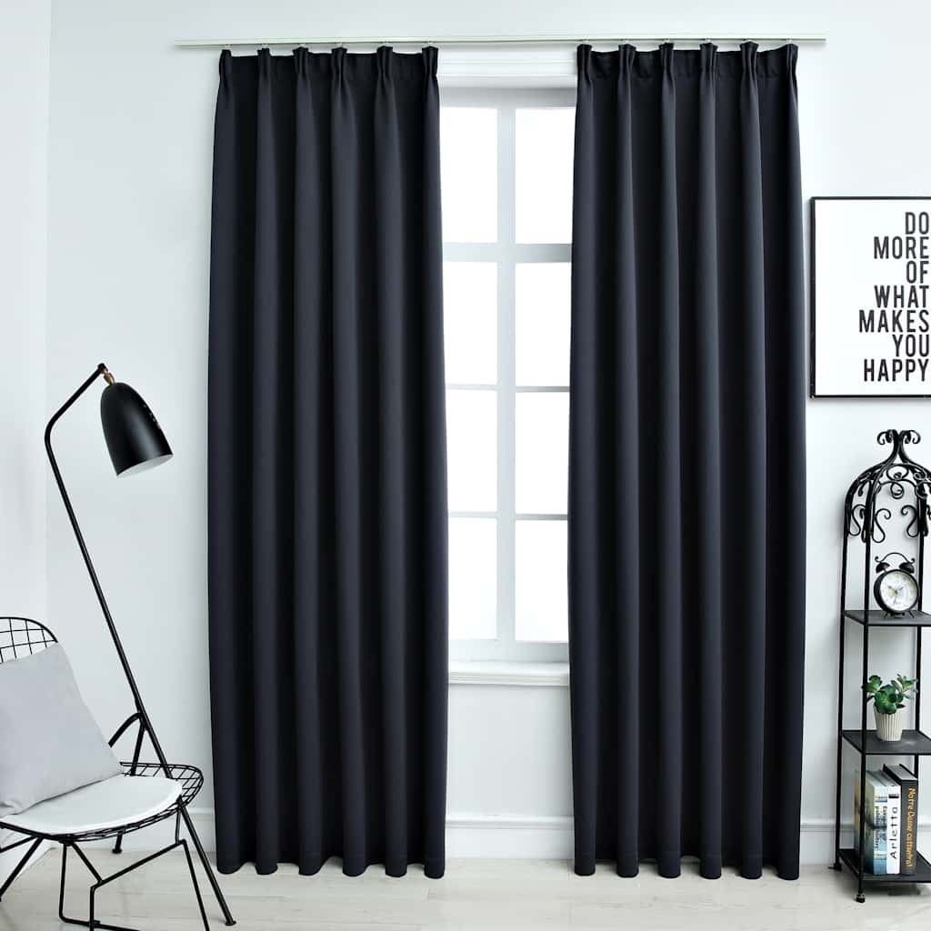 Tende Oscuranti con Ganci 2 pz Antracite 140x245 cm | homemem39