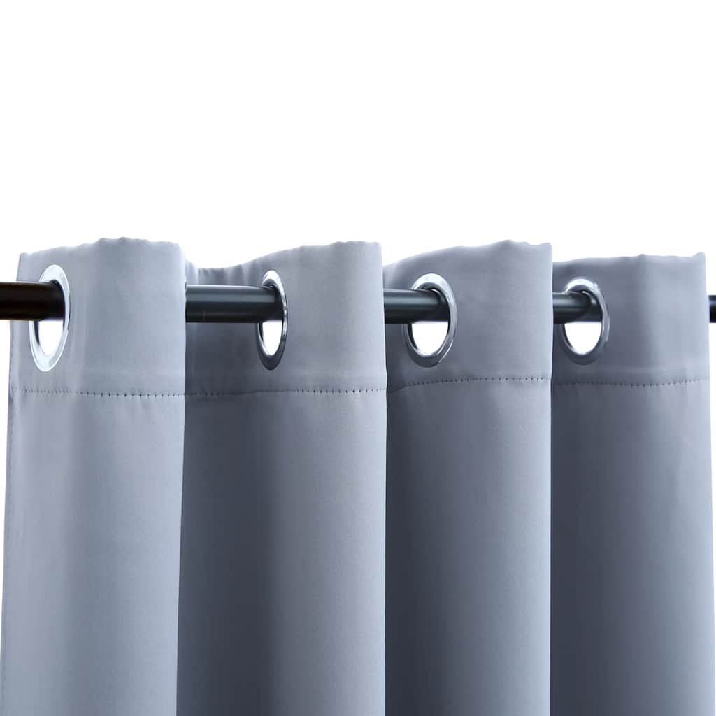 Tende Oscuranti con Anelli in Metallo 2 pz Grigie 140x245 cm | homemem39