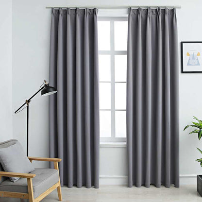Tende Oscuranti con Ganci 2 pz Grigie 140x175 cm | homemem39