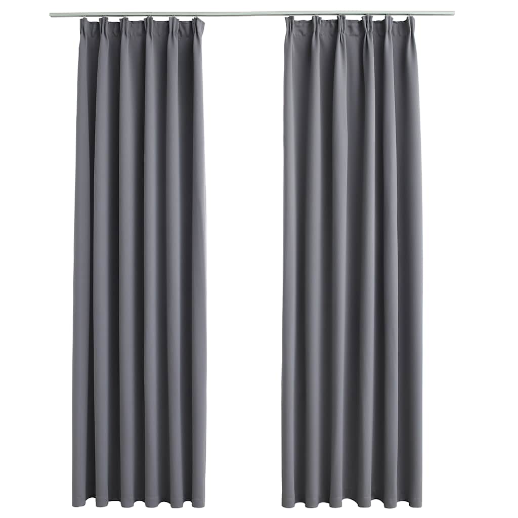 Tende Oscuranti con Ganci 2 pz Grigie 140x225 cm | homemem39