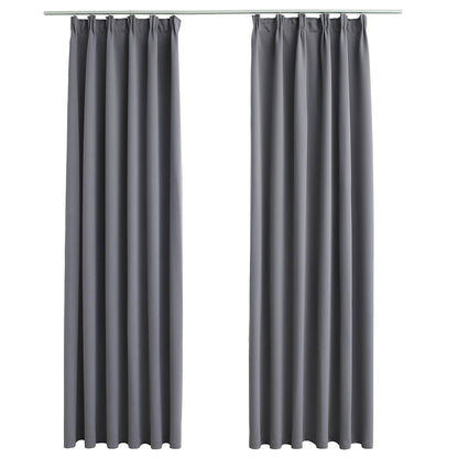 Tende Oscuranti con Ganci 2 pz Grigie 140x225 cm | homemem39
