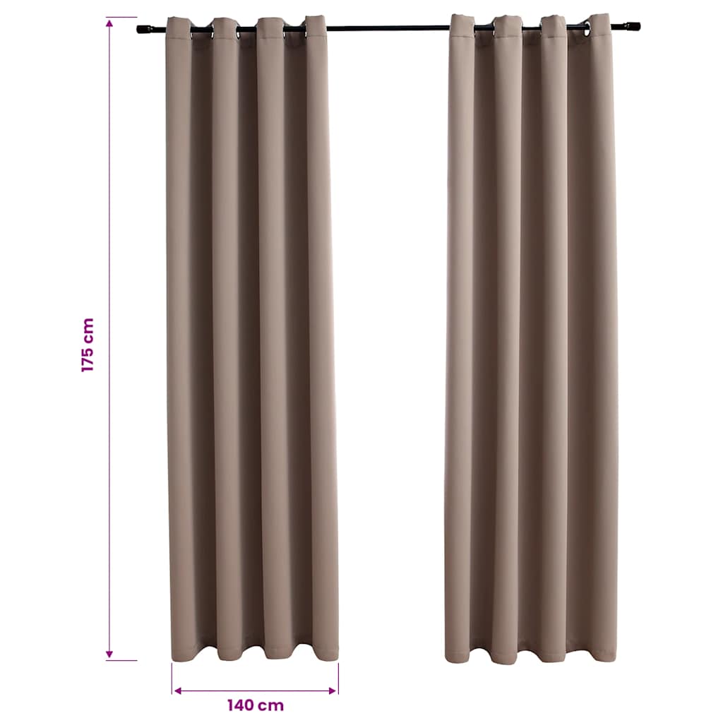 Tende Oscuranti con Anelli Metallo 2pz Grigio Talpa 140x175 cm | homemem39