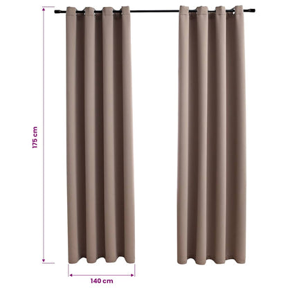 Tende Oscuranti con Anelli Metallo 2pz Grigio Talpa 140x175 cm