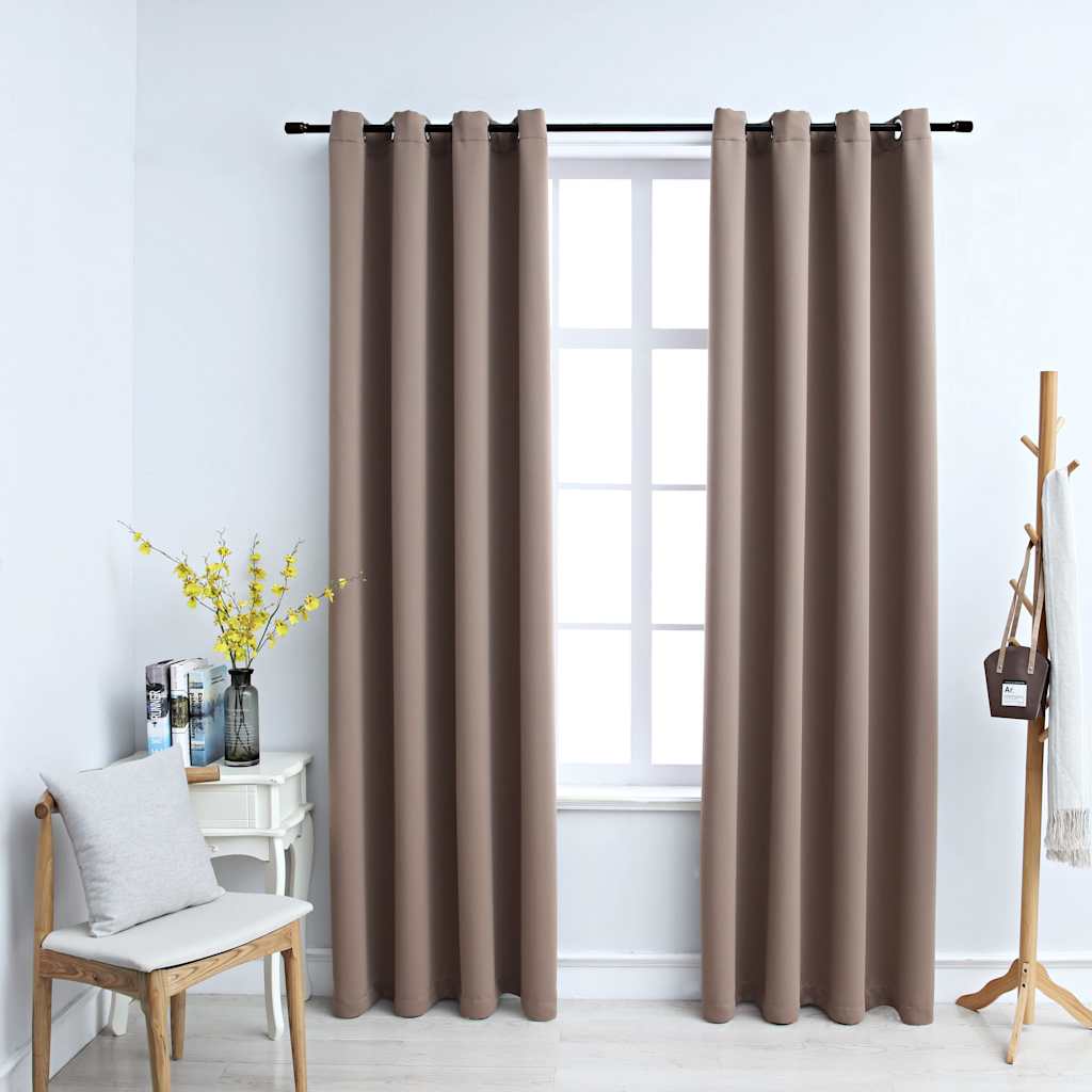 Tende Oscuranti con Anelli Metallo 2 pz Grigio Talpa 140x245 cm | homemem39