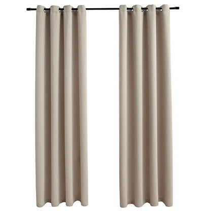 Tende Oscuranti con Anelli in Metallo 2 pz Beige 140x175 cm | homemem39