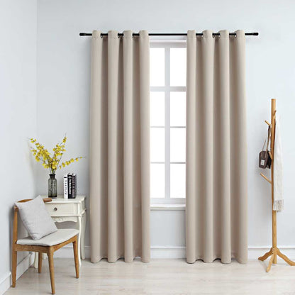 Tende Oscuranti con Anelli in Metallo 2 pz Beige 140x175 cm | homemem39