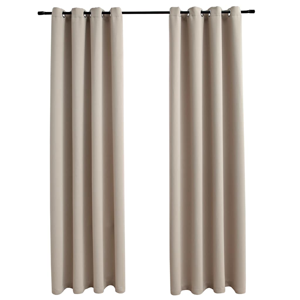 Tende Oscuranti con Anelli in Metallo 2 pz Beige 140x225 cm | homemem39