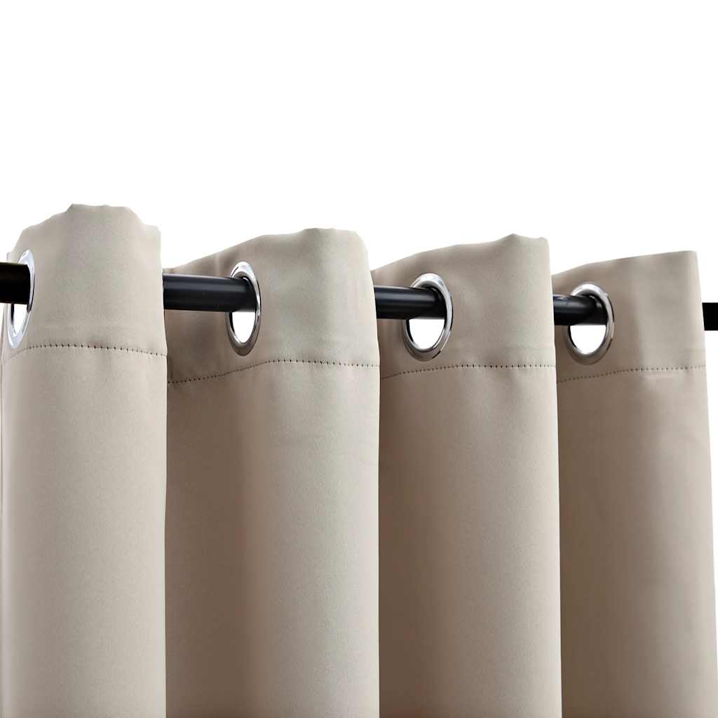 Tenda Oscurante con Anelli in Metallo Beige 290x245 cm | homemem39