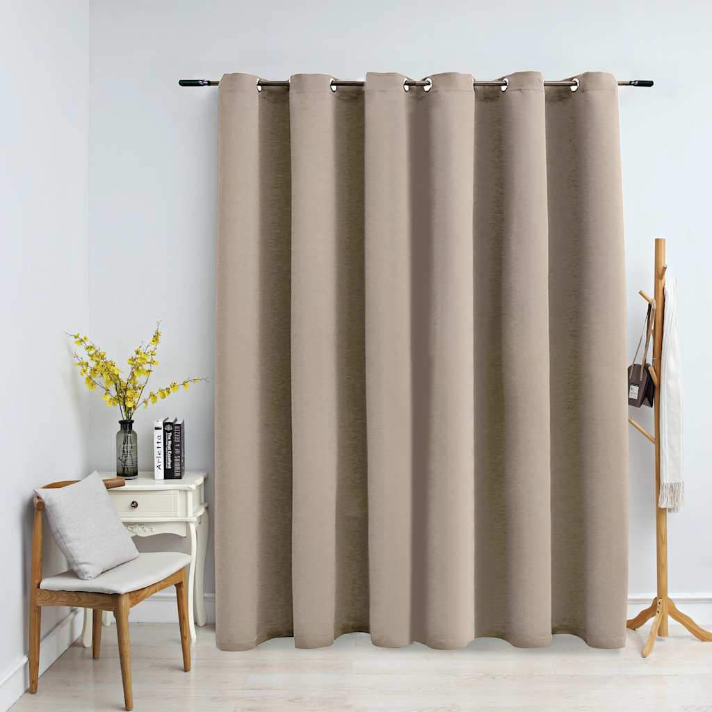 Tenda Oscurante con Anelli in Metallo Beige 290x245 cm | homemem39
