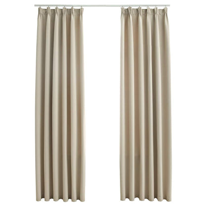 Tende Oscuranti con Ganci 2 pz Beige 140x175 cm