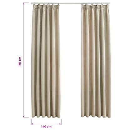 Tende Oscuranti con Ganci 2 pz Beige 140x175 cm | homemem39