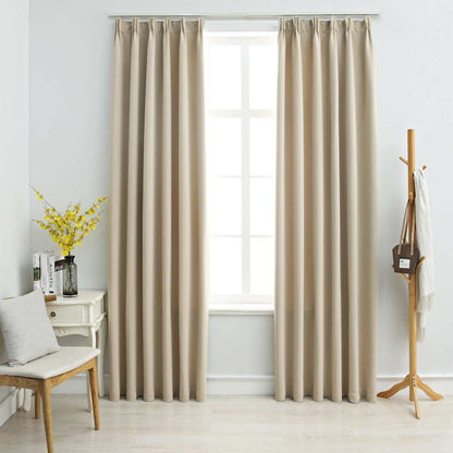 Tende Oscuranti con Ganci 2 pz Beige 140x175 cm | homemem39