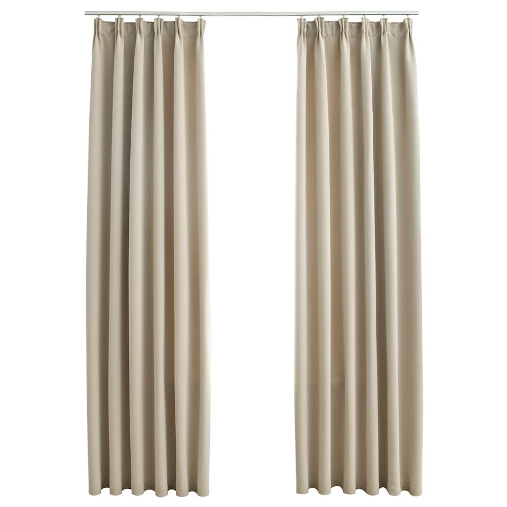Tende Oscuranti con Ganci 2 pz Beige 140x225 cm | homemem39