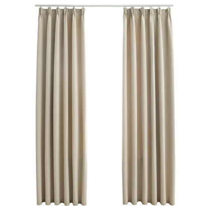 Tende Oscuranti con Ganci 2 pz Beige 140x245 cm | homemem39