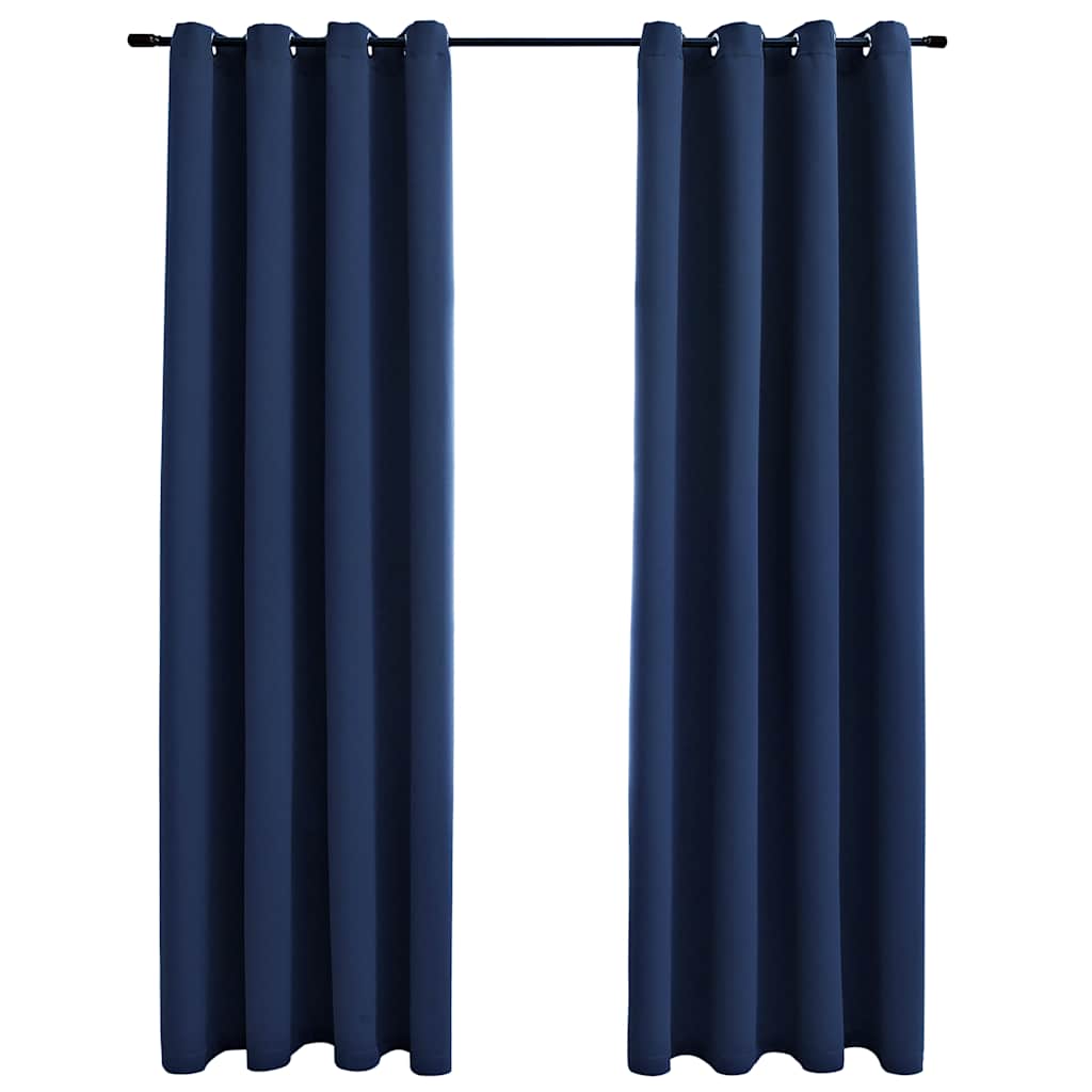 Tende Oscuranti con Anelli in Metallo 2 pz Blu 140x175 cm | homemem39