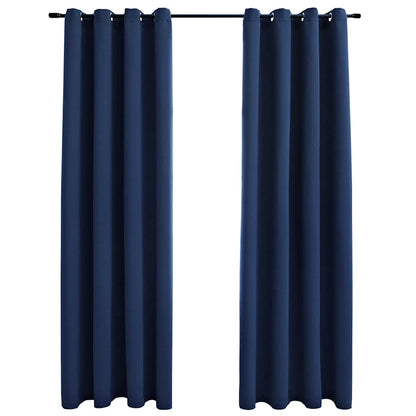 Tende Oscuranti con Anelli in Metallo 2 pz Blu 140x175 cm | homemem39