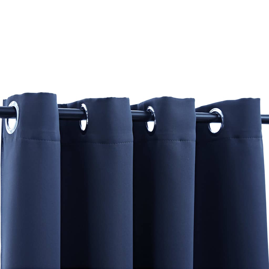 Tende Oscuranti con Anelli in Metallo 2 pz Blu 140x175 cm | homemem39