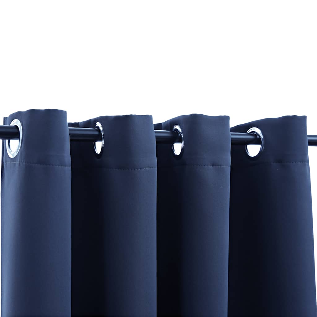 Tende Oscuranti con Anelli in Metallo 2 pz Blu 140x225 cm | homemem39