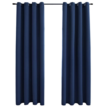 Tende Oscuranti con Anelli in Metallo 2 pz Blu 140x245 cm