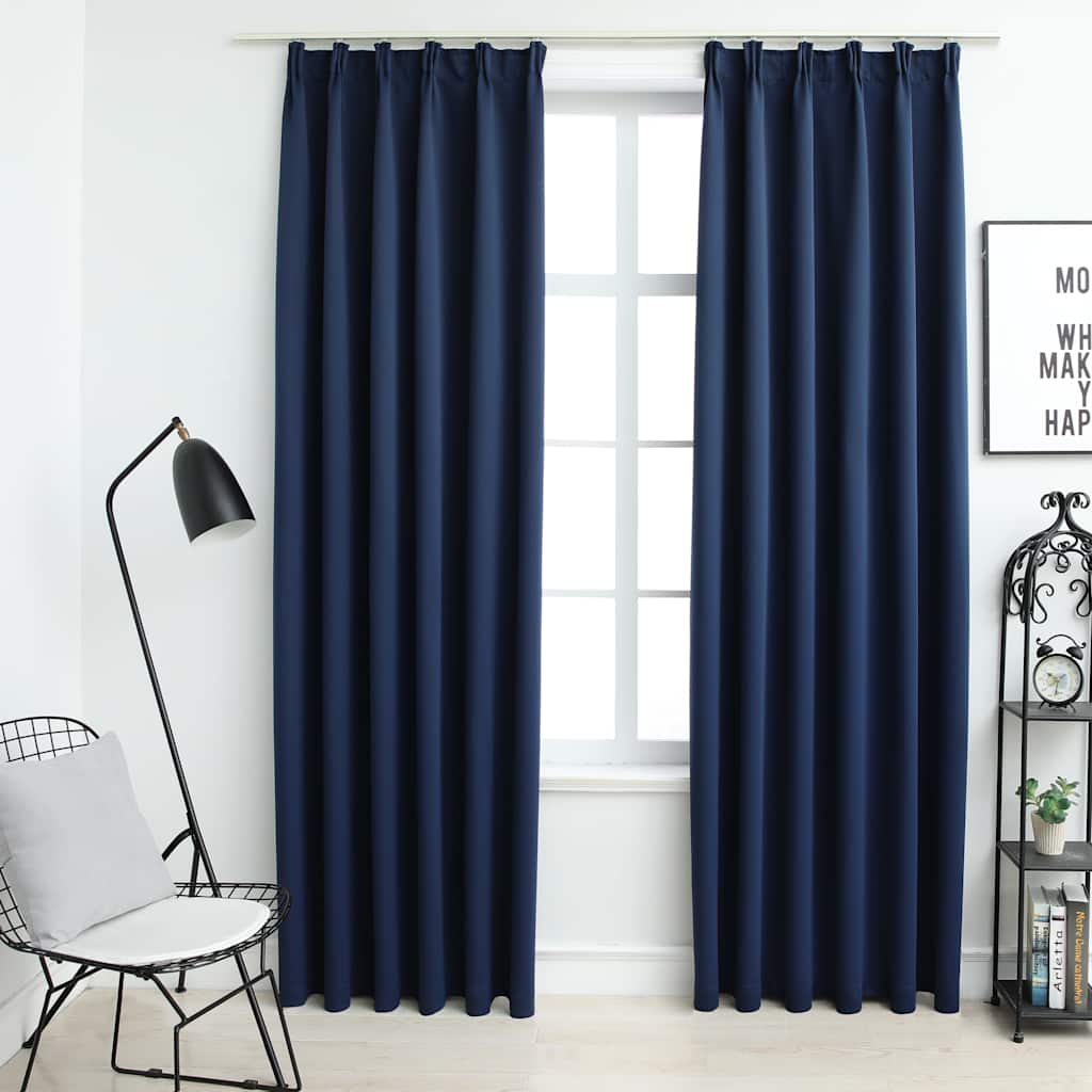 Tende Oscuranti con Ganci 2 pz Blu 140x225 cm | homemem39