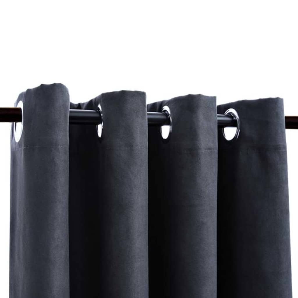 Tende Oscuranti con Anelli in Metallo 2 pz Antracite 140x175 cm | homemem39