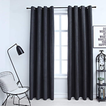 Tende Oscuranti con Anelli in Metallo 2 pz Antracite 140x175 cm | homemem39