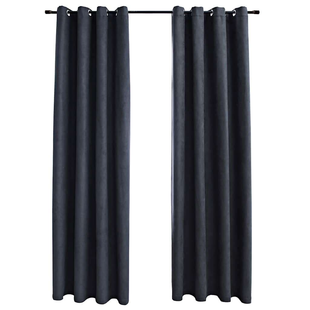 Tende Oscuranti con Anelli in Metallo 2 pz Antracite 140x225 cm | homemem39