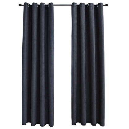 Tende Oscuranti con Anelli in Metallo 2 pz Antracite 140x225 cm | homemem39