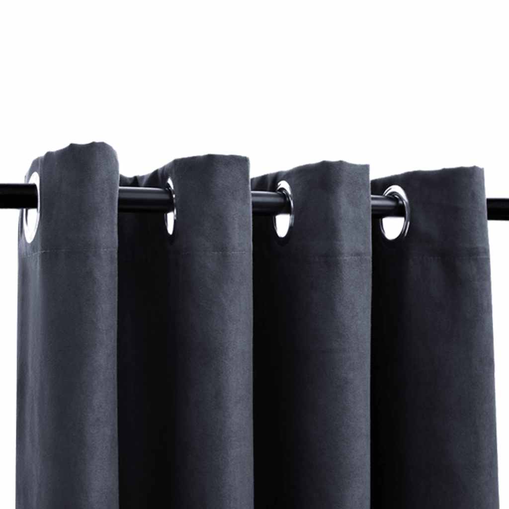 Tende Oscuranti con Anelli in Metallo 2 pz Antracite 140x225 cm | homemem39