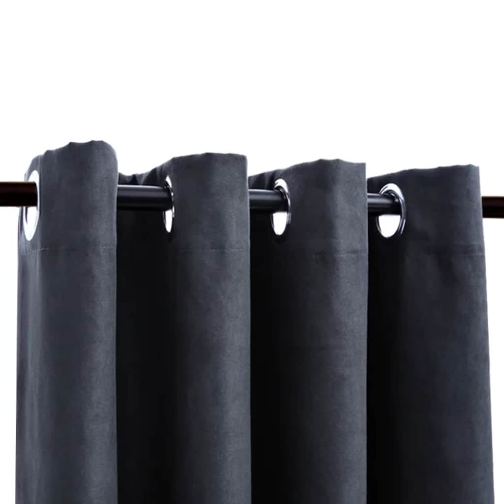 Tende Oscuranti con Anelli in Metallo 2 pz Antracite 140x245 cm | homemem39