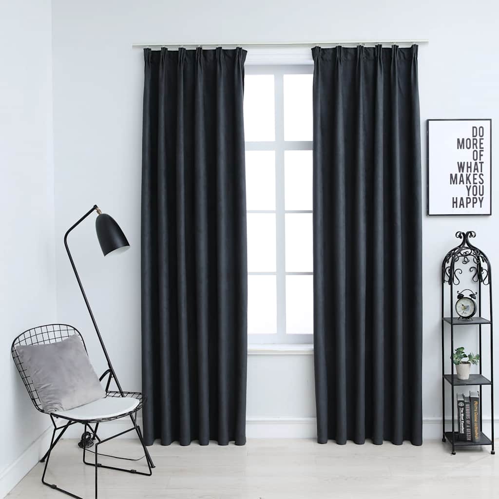 Tende Oscuranti con Ganci 2 pz Antracite 140x245 cm | homemem39