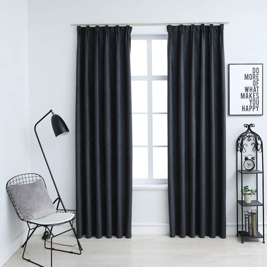 Tende Oscuranti con Ganci 2 pz Antracite 140x245 cm | homemem39