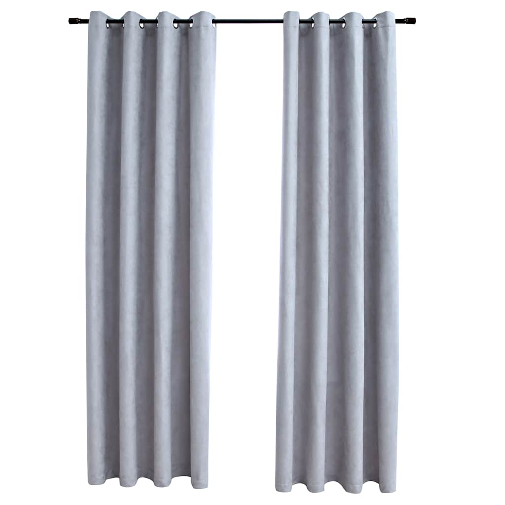 Tende Oscuranti con Anelli in Metallo 2 pz Grigie 140x175 cm | homemem39