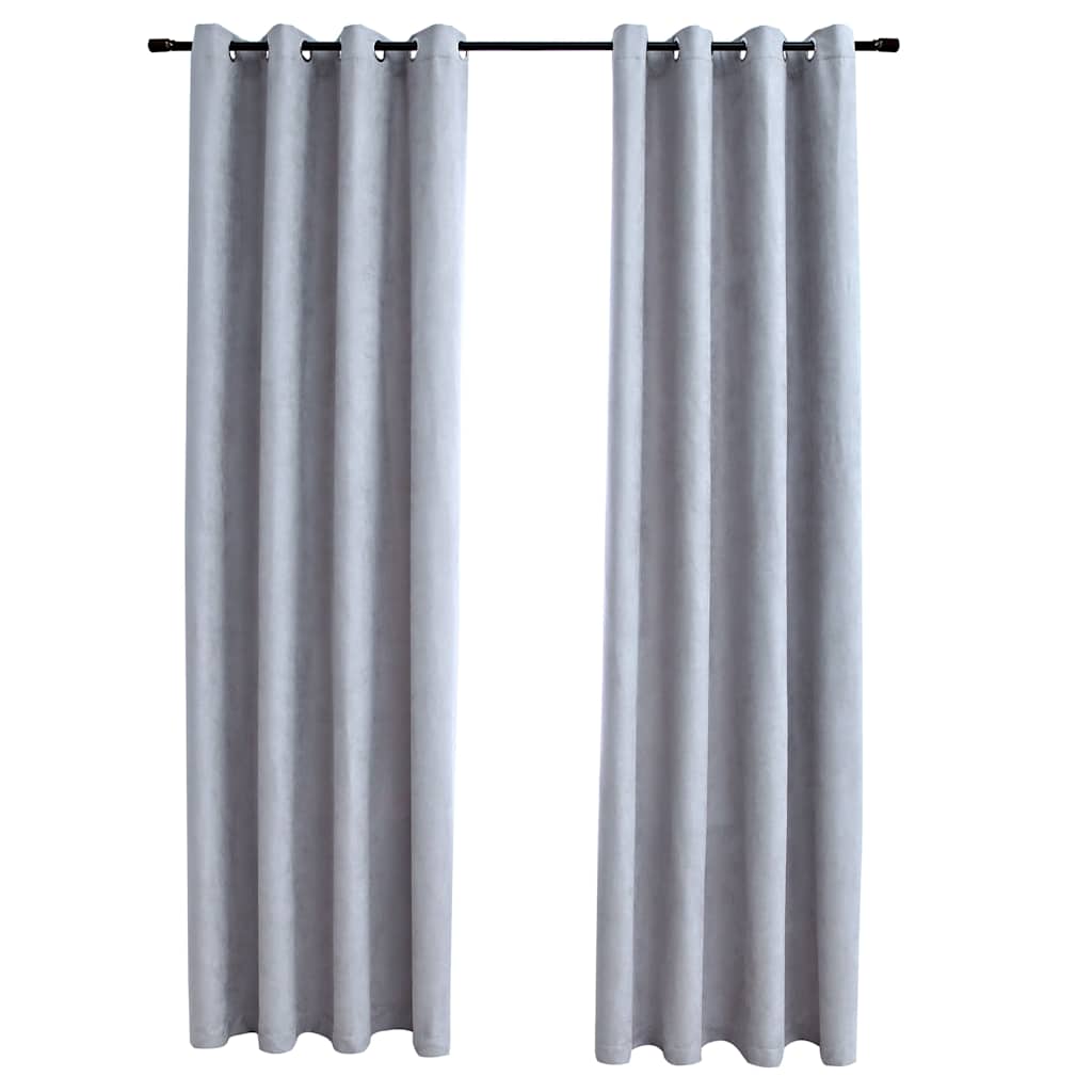 Tende Oscuranti con Anelli in Metallo 2 pz Grigie 140x175 cm