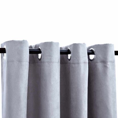 Tende Oscuranti con Anelli in Metallo 2 pz Grigie 140x175 cm | homemem39