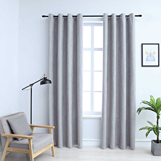 Tende Oscuranti con Anelli in Metallo 2 pz Grigie 140x245 cm | homemem39