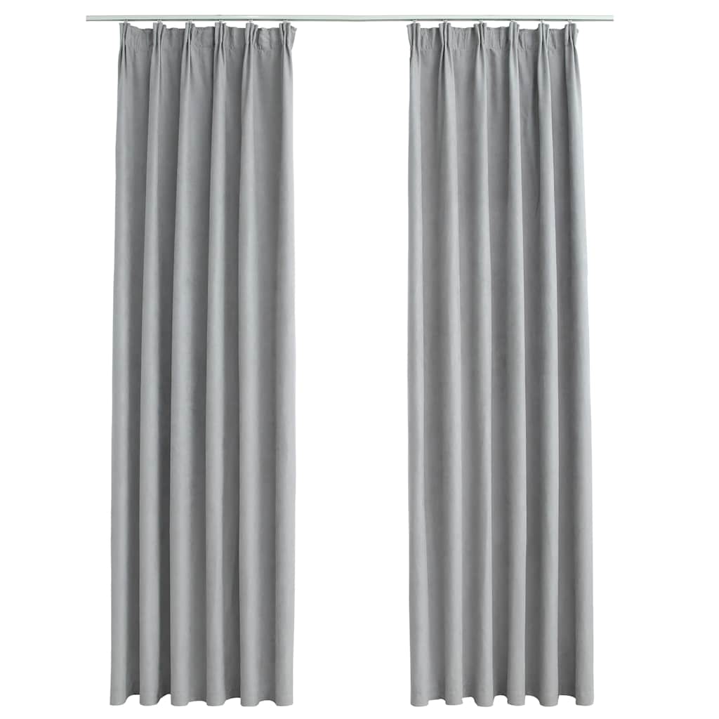 Tende Oscuranti con Ganci 2 pz Grigie 140x225 cm | homemem39