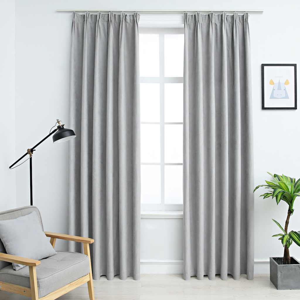 Tende Oscuranti con Ganci 2 pz Grigie 140x225 cm | homemem39