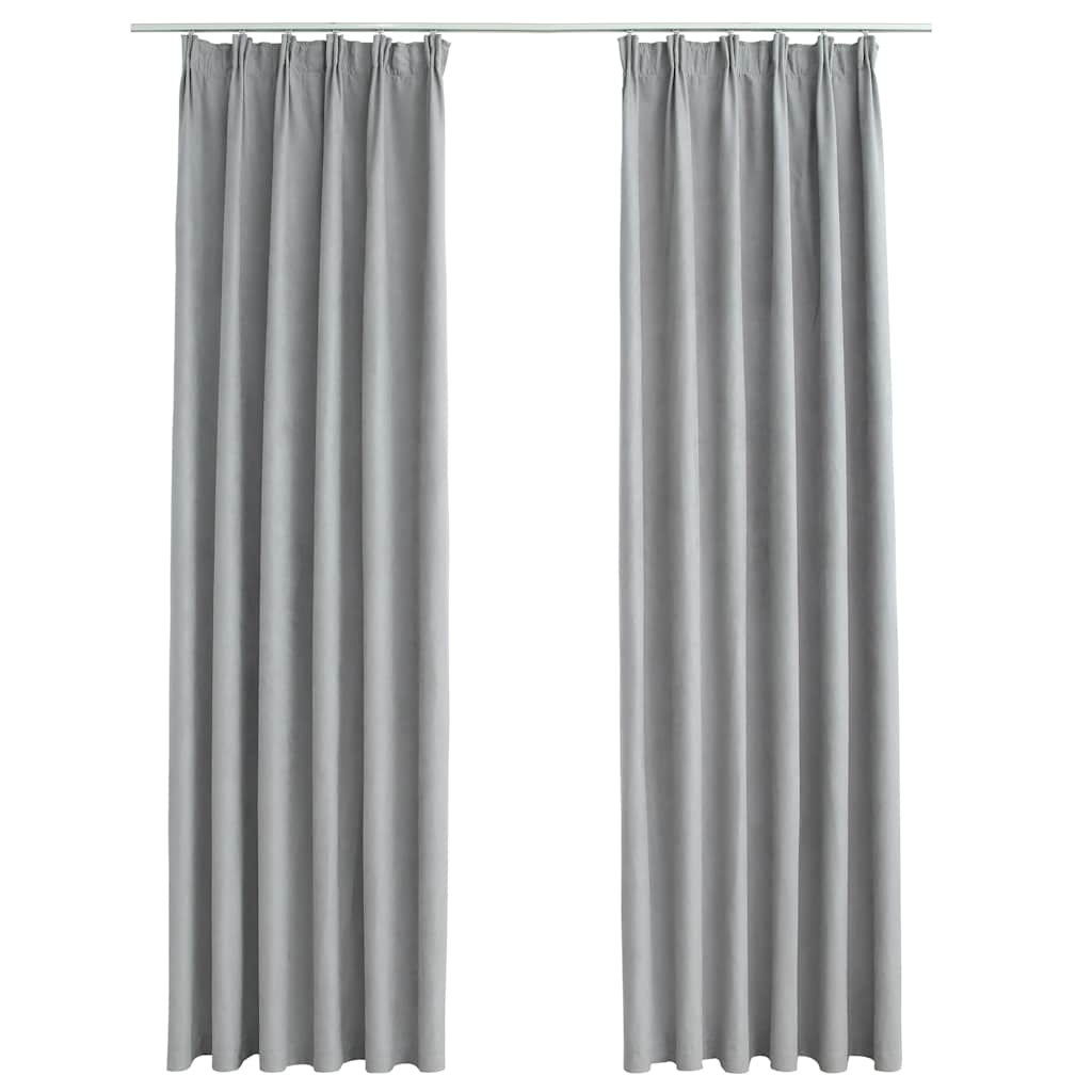 Tende Oscuranti con Ganci 2 pz Grigie 140x245 cm | homemem39