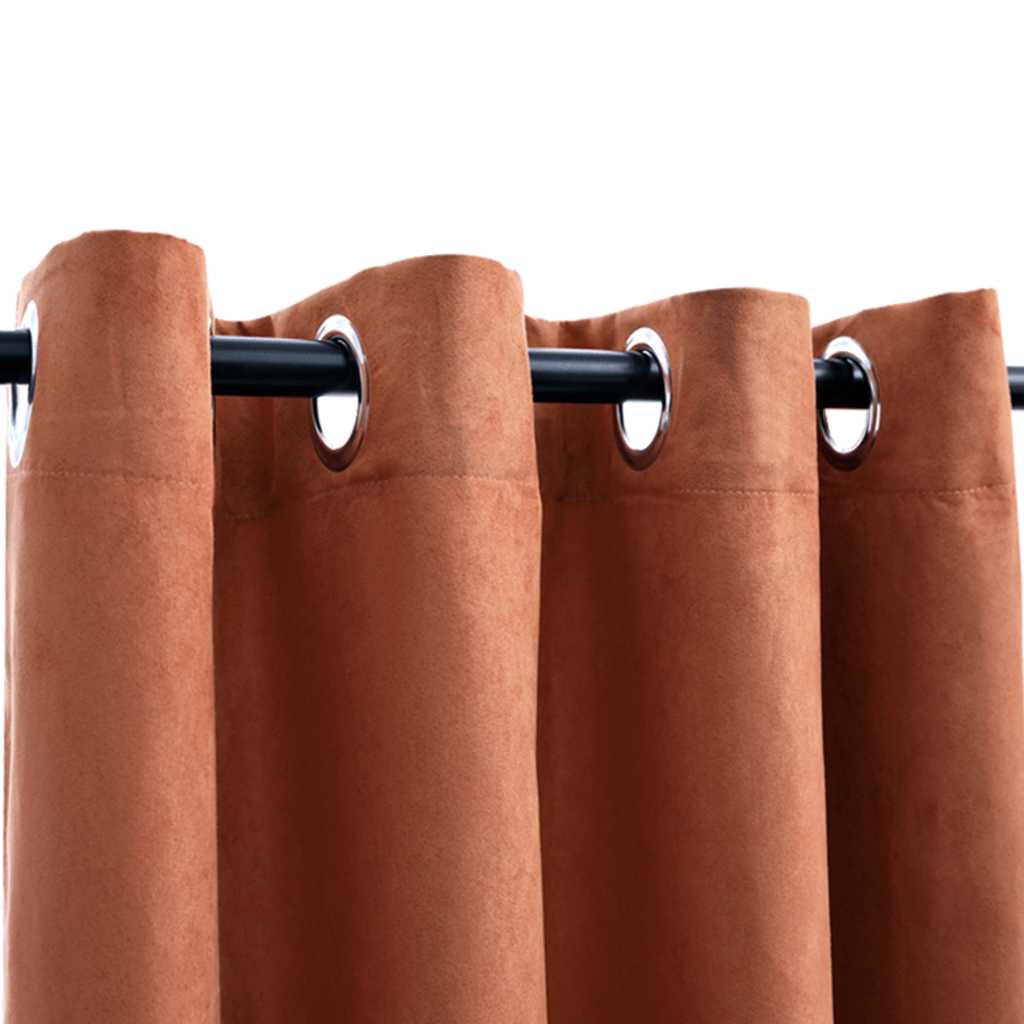 Tende Oscuranti con Anelli in Metallo 2 pz Ruggine 140x175 cm | homemem39