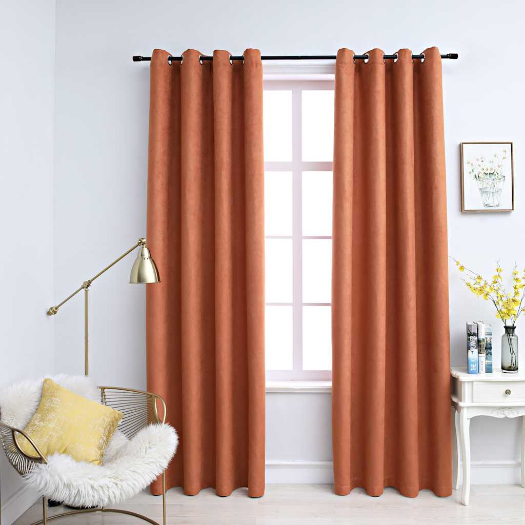 Tende Oscuranti con Anelli in Metallo 2 pz Ruggine 140x175 cm | homemem39