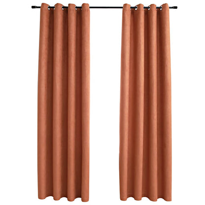 Tende Oscuranti con Anelli in Metallo 2 pz Ruggine 140x225 cm | homemem39