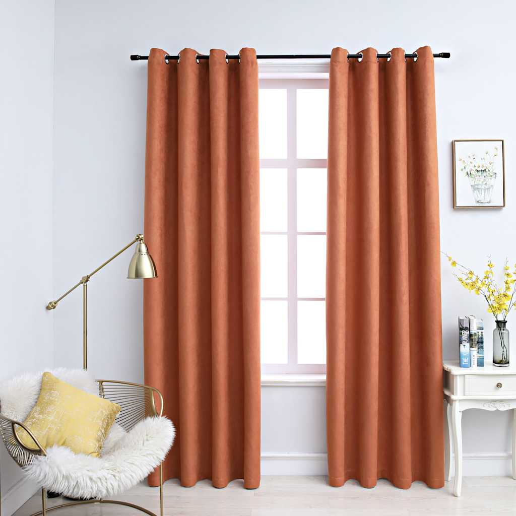 Tende Oscuranti con Anelli in Metallo 2 pz Ruggine 140x225 cm | homemem39