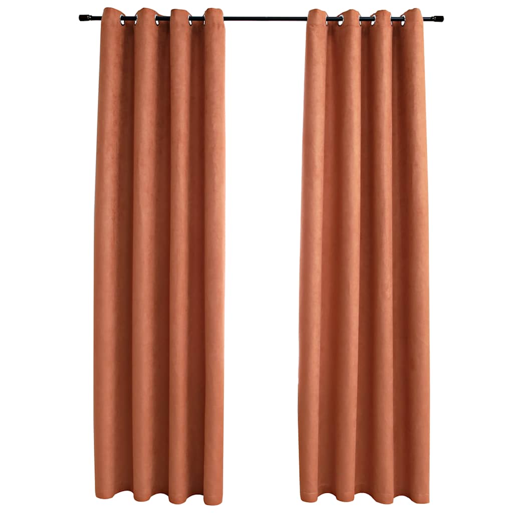 Tende Oscuranti con Anelli in Metallo 2 pz Ruggine 140x245 cm | homemem39