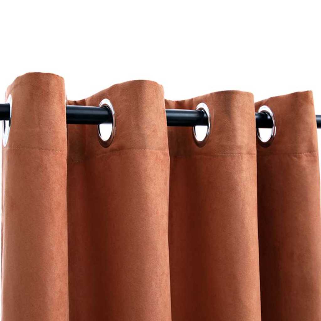 Tende Oscuranti con Anelli in Metallo 2 pz Ruggine 140x245 cm | homemem39