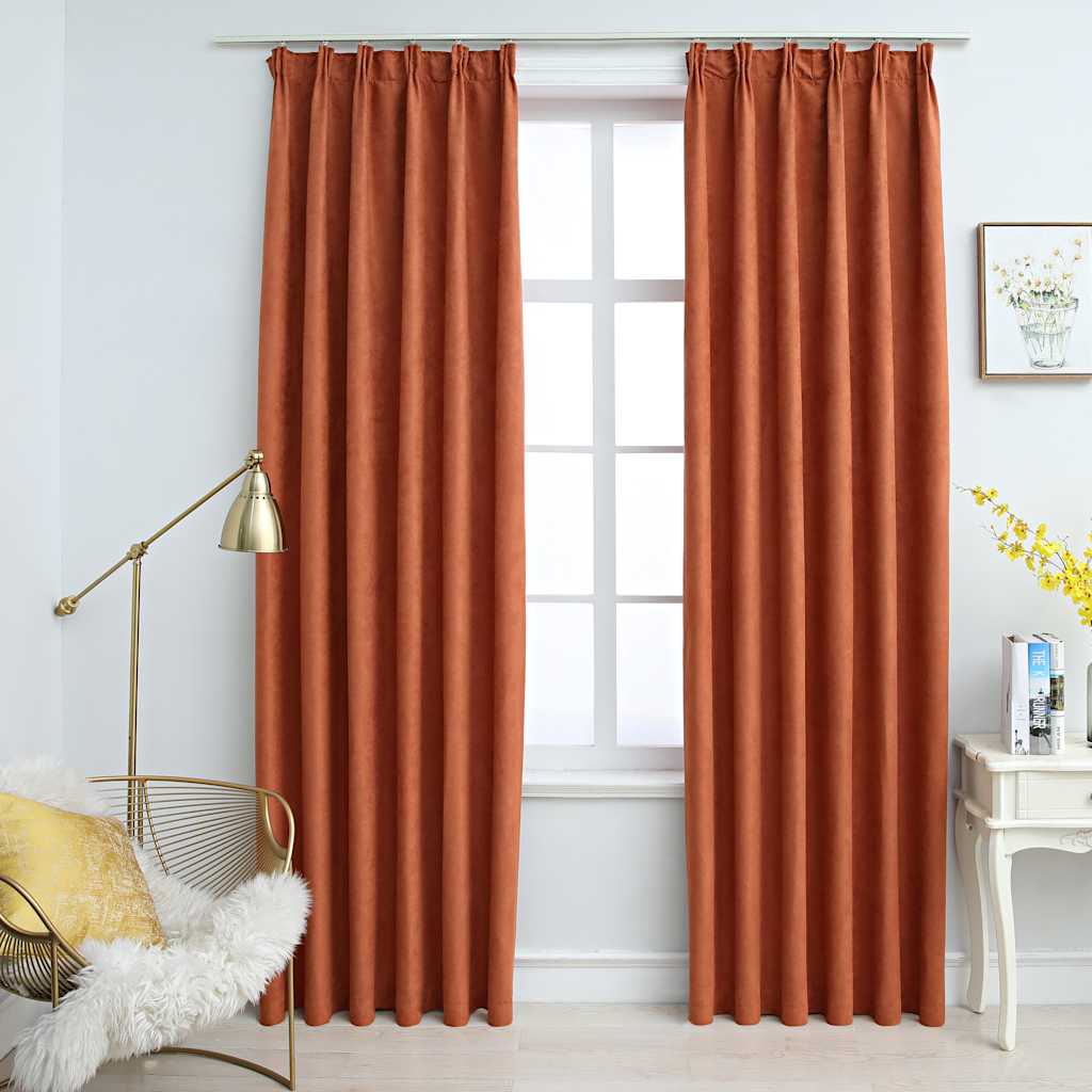 Tende Oscuranti con Ganci 2 pz Ruggine 140x175 cm | homemem39