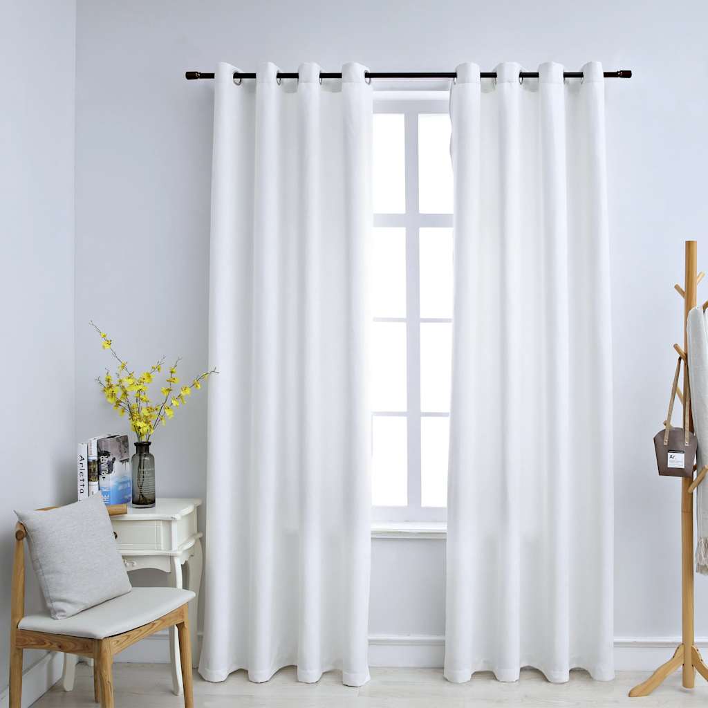 Tende Oscuranti con Anelli in Metallo 2 pz Avorio 140x225 cm | homemem39