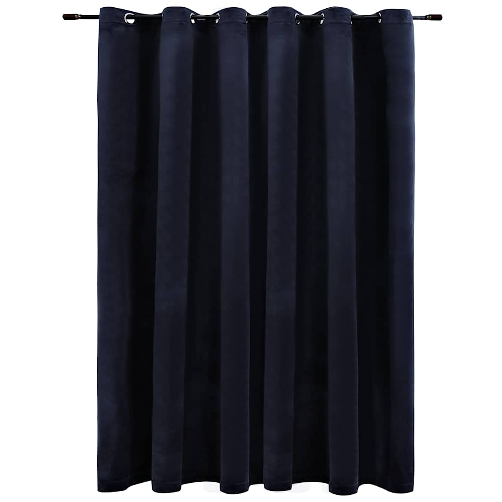 Tenda Oscurante con Anelli in Metallo Velluto Nera 290x245 cm | homemem39
