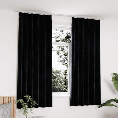 Tende Oscuranti con Ganci 2 pz Nere in Velluto 140x175 cm | homemem39